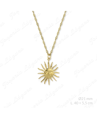 GARGANTILLA ACERO DORADO SOL CARA L.40+5.5CM