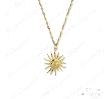 GARGANTILLA ACERO DORADO SOL CARA L.40+5.5CM