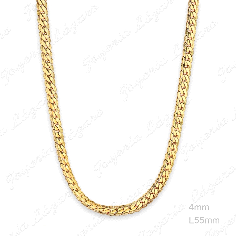 CADENA 55 CM. ACERO DORADA CUBANA 4MM                                                               