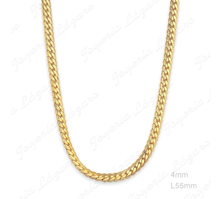 CADENA 55 CM. ACERO DORADA CUBANA 4MM