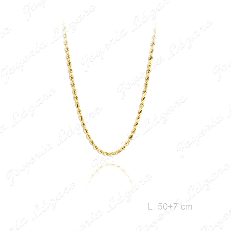 CADENA 50+7 CM. ACERO CORDON SALOMONICO DORADO                                                      