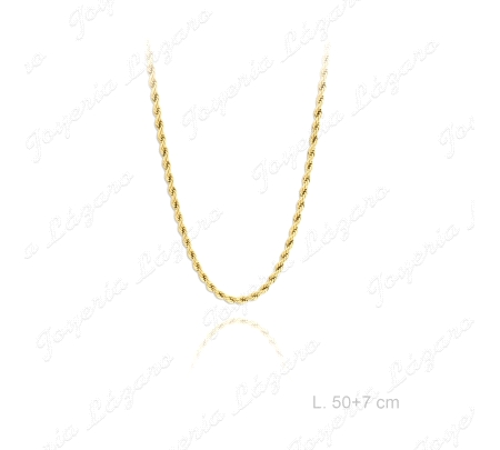CADENA 50+7 CM. ACERO CORDON SALOMONICO DORADO