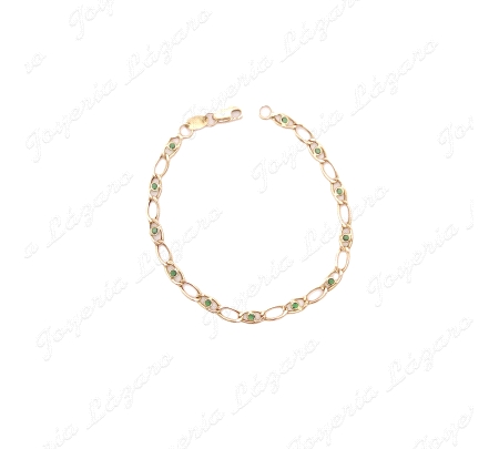 PULSERA ORO 18KT OCASION CIRCONITAS VERDES BOCELADAS EN INTERIOR ESLAB