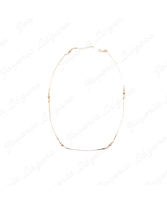 GARGANTILLA ORO 18KT OCASION SEMIRIGIDA TRAMOS HILO CURVOS+BOLAS ENTRE