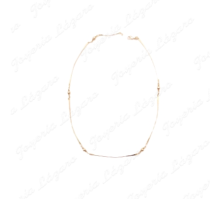 GARGANTILLA ORO 18KT OCASION SEMIRIGIDA TRAMOS HILO CURVOS+BOLAS ENTRE