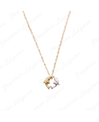 GARGANTILLA ORO 18KT OCASION DOS DELFINES BICOLOR