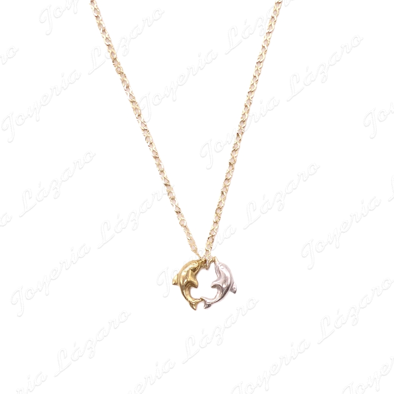GARGANTILLA ORO 18KT OCASION DOS DELFINES BICOLOR                                                   