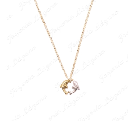 GARGANTILLA ORO 18KT OCASION DOS DELFINES BICOLOR