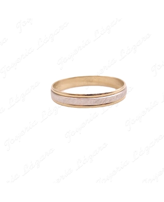 ALIANZA ORO 18KT SEMINUEVA BICOLOR 4MM CENTRO RAYADO