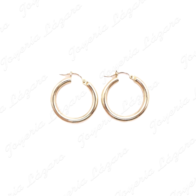 PEND. AROS ORO 14KTS SEMINUEVOS TUBO 3MM X17MM INT.                                                 