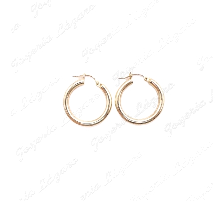 PEND. AROS ORO 14KTS SEMINUEVOS TUBO 3MM X17MM INT.
