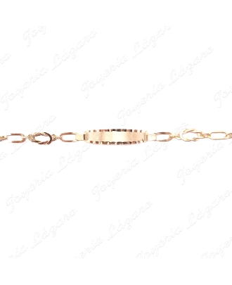 ESCLAVA NIÑ@ ORO 18 KTSESLABONES NUDO 16CM PLACA OVAL MATE FILO GALLON                              