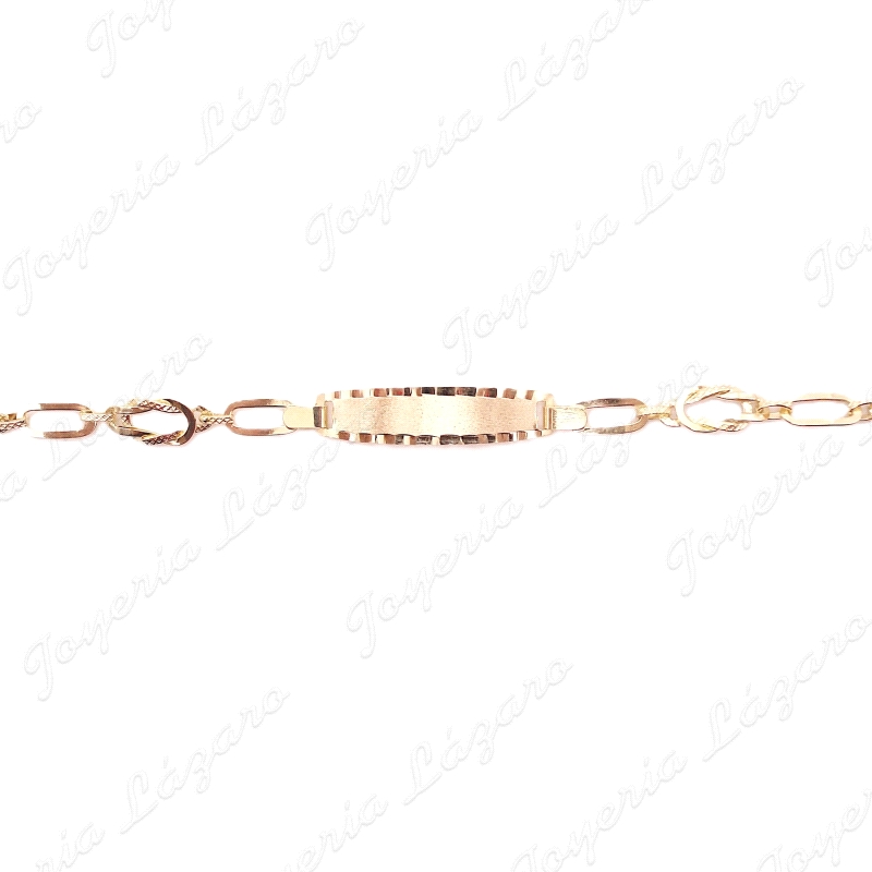 ESCLAVA NIÑ@ ORO 18 KTSESLABONES NUDO 16CM PLACA OVAL MATE FILO GALLON                              