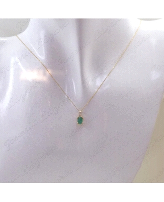 COLGANTE ORO 18 KTS ESMERALDA OVAL 6x 4 Y 3 BRILLANTES 1MM H-SI 0.02 C                              