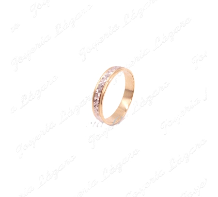 ALIANZA ORO 18 KTS BICOLOR 4MM FACETADA ESTRELLA