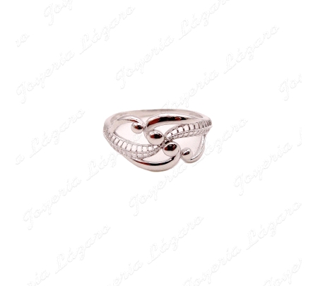 SORTIJA PLATA DISEÑO RAMAS, BOLAS ,ESPIGAS CALADAS