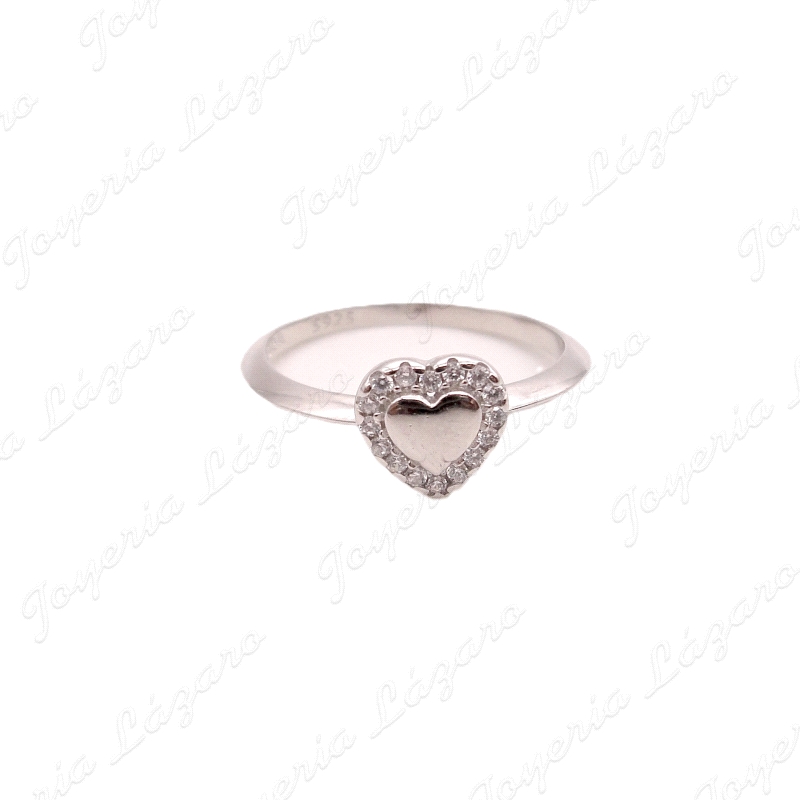 SORTIJA PLATA CORAZON CENTRO LISO+CORAZOC CIRCONITAS BORDE                                          
