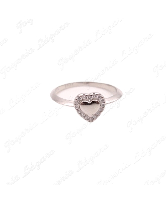 SORTIJA PLATA CORAZON CENTRO LISO+CORAZOC CIRCONITAS BORDE