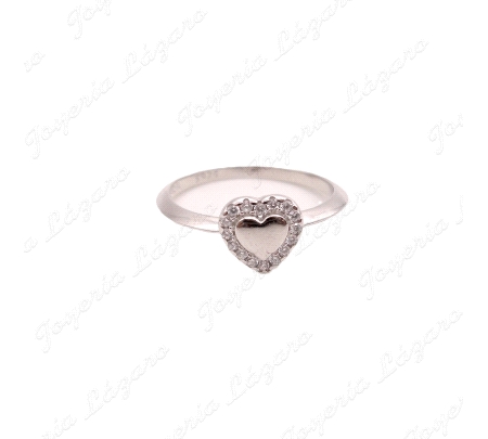 SORTIJA PLATA CORAZON CENTRO LISO+CORAZOC CIRCONITAS BORDE