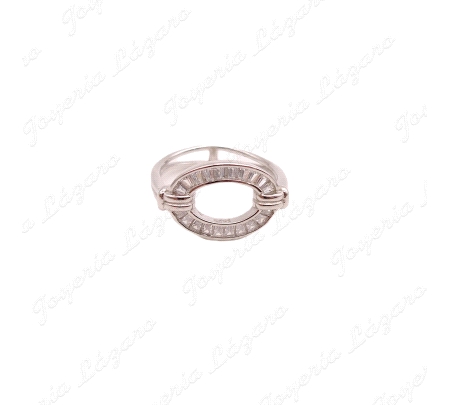 SORTIJA PLATA OVAL CIRCONITAS BAGUETTE