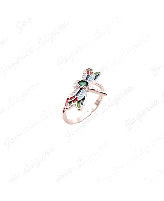 SORTIJA PLATA LIBELULA CIRCO COLORES+ESMALTE                                                        