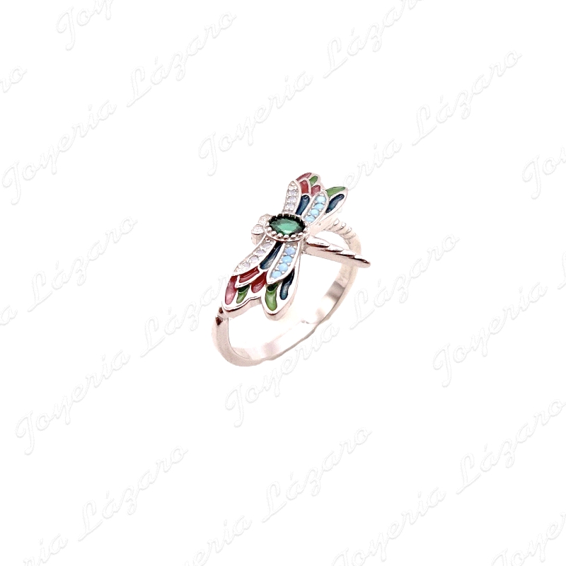 SORTIJA PLATA LIBELULA CIRCO COLORES+ESMALTE                                                        