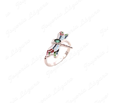 SORTIJA PLATA LIBELULA CIRCO COLORES+ESMALTE                                                        