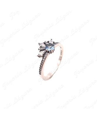 SORTIJA PLATA CORONA CIRCONITAS CUAJO CIRCO GARRAS CELESTE