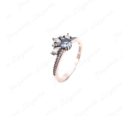 SORTIJA PLATA CORONA CIRCONITAS CUAJO CIRCO GARRAS CELESTE
