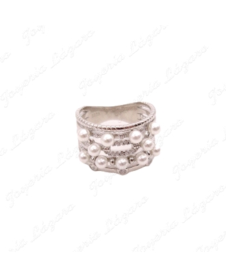 SORTIJA PLATA ANCHA RED MAYA FLORES CIRCONITAS                                                      