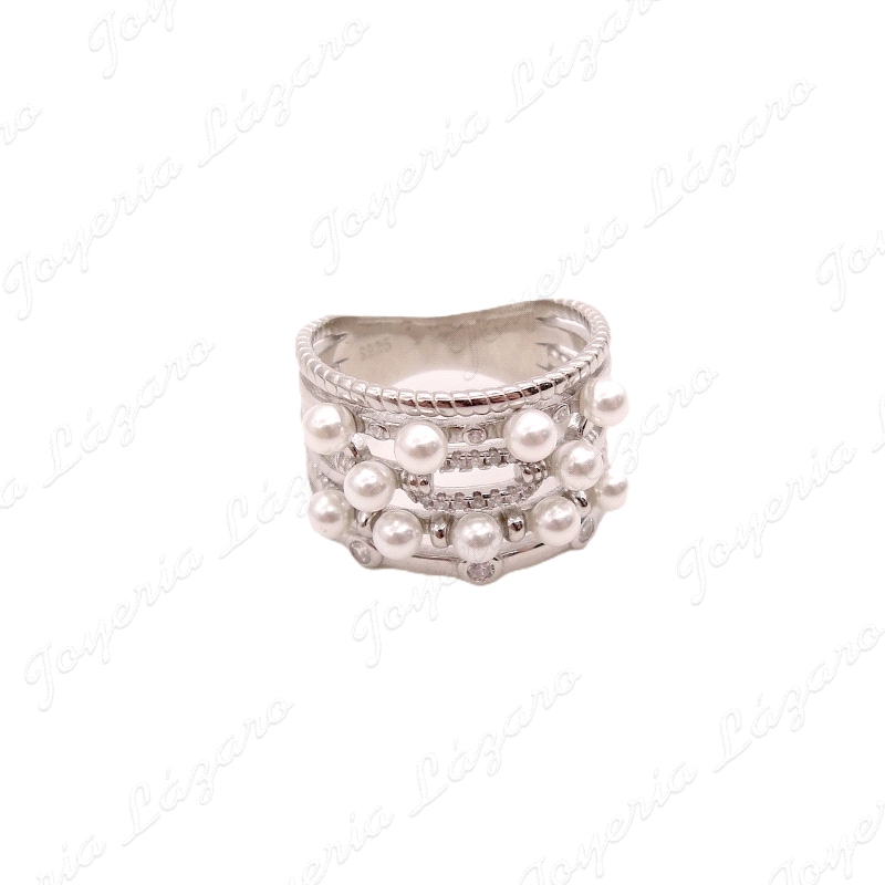 SORTIJA PLATA ANCHA RED MAYA FLORES CIRCONITAS                                                      