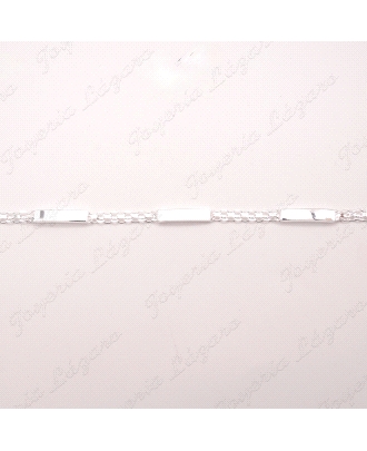 PULSERA PLATA BARBADA 5MM+3 PLACAS LISAS                                                            