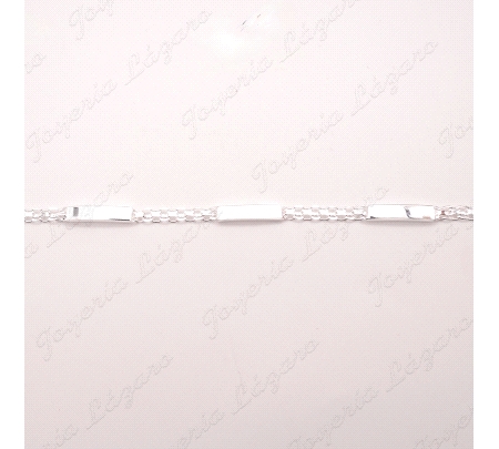 PULSERA PLATA BARBADA 5MM+3 PLACAS LISAS                                                            
