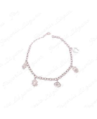PULSERA PLATA SUERTE, BUHO,TREBOL,HERRADURA,M. FATIMA, O. TURCO                                     