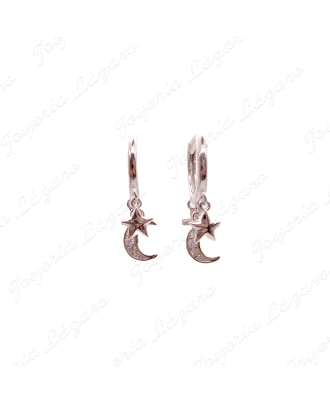 PEND. AROS PLATA MOTIVOS COLGADOS LUNA, CRUZ Y ESTRELLA
