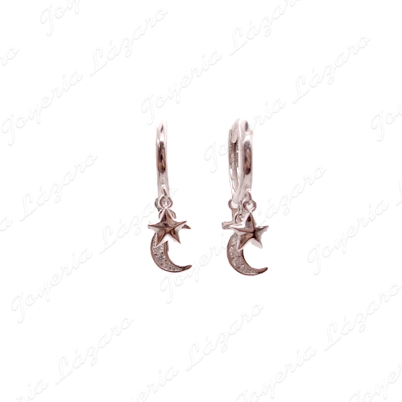 PEND. AROS PLATA MOTIVOS COLGADOS LUNA, CRUZ Y ESTRELLA                                             