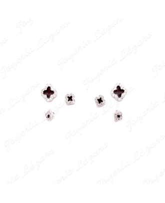 PEND. PLATA 3 PARES FLORES,ONIX,CIRCONITAS