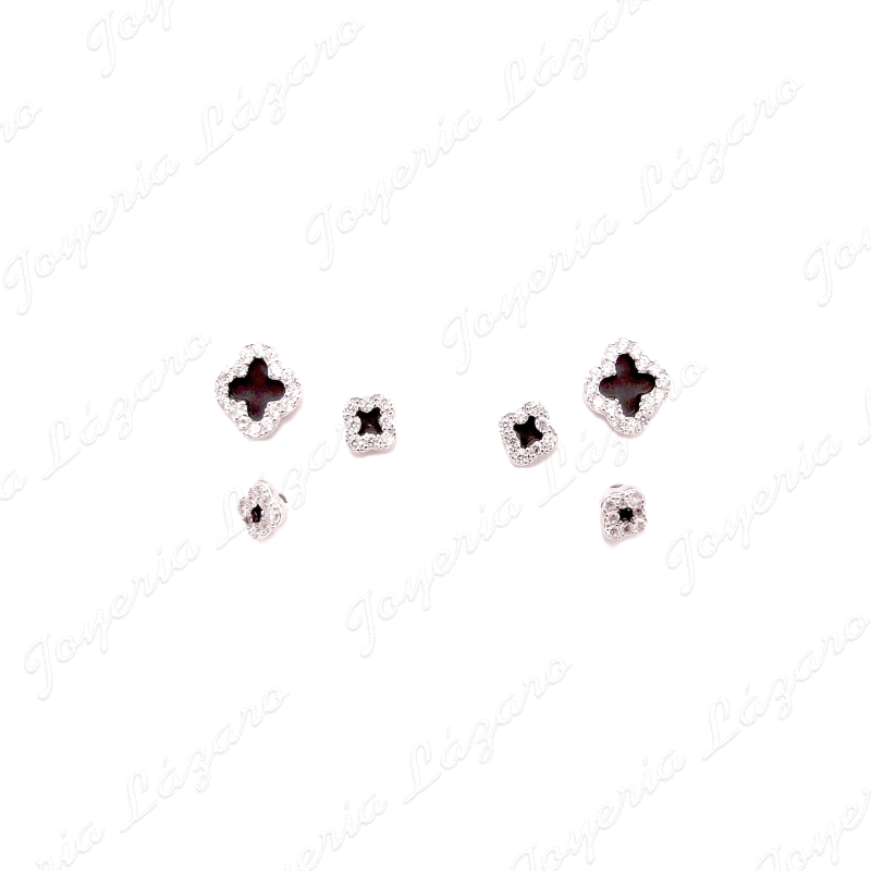 PEND. PLATA 3 PARES FLORES,ONIX,CIRCONITAS                                                          
