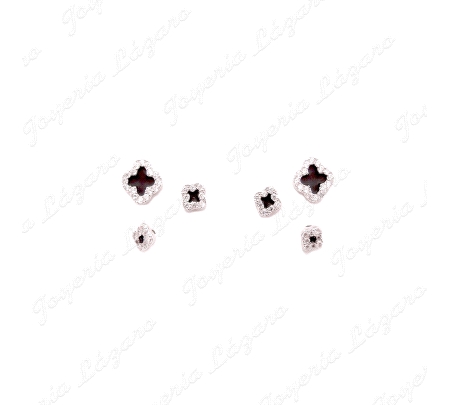 PEND. PLATA 3 PARES FLORES,ONIX,CIRCONITAS