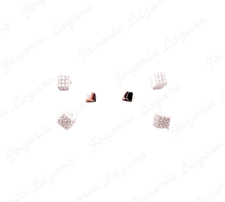PEND. PLATA JUEGO 3 PARES MINI CUBOS CIRCONITAS