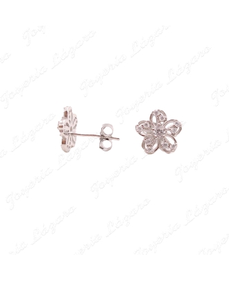 PEND. PLATA FLOR 5 PETALOS+CIRCONITAS EN GARRAS