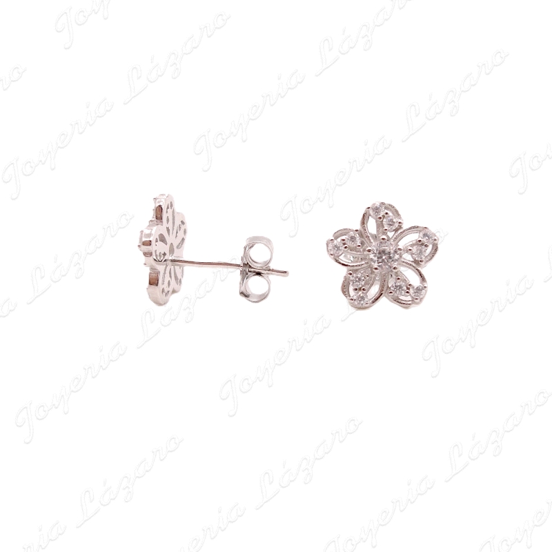 PEND. PLATA FLOR 5 PETALOS+CIRCONITAS EN GARRAS                                                     