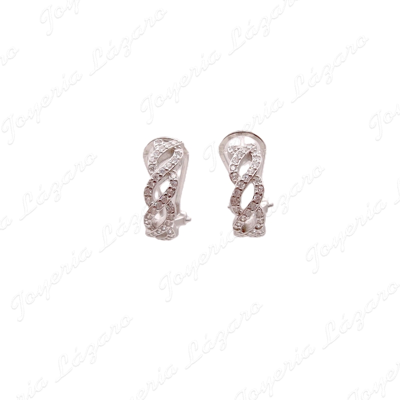 PEND. PLATA OMEGA SEMI ARO TRENZADO CIRCONITAS                                                      
