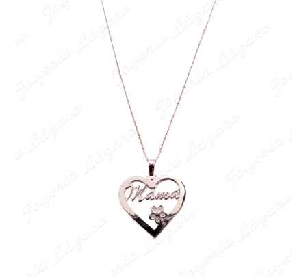GARGANTILLA PLATA CORAZON, FLOR,MAMA