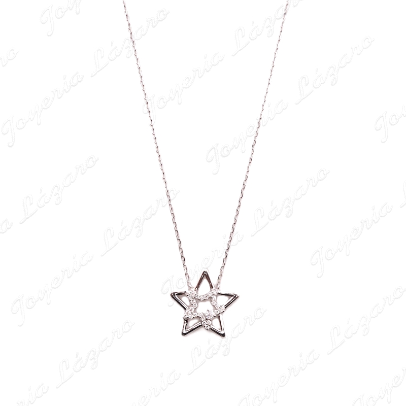 GARGANTILLA PLATA DOBLE ESTRELLA CIRCONITAS                                                         