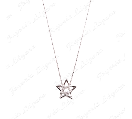 GARGANTILLA PLATA DOBLE ESTRELLA CIRCONITAS