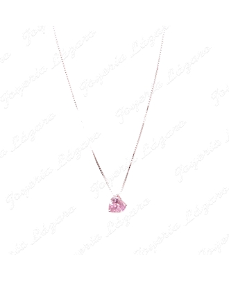 GARGANTILLA PLATA CORAZON PIEDRA CIRCONITA  ROSA/BLANCO 3 GARRAS                                    