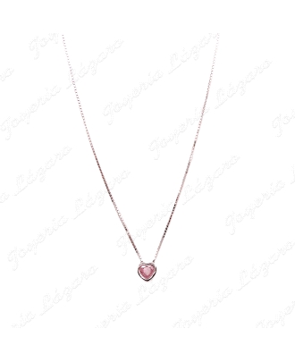 GARGANTILLA PLATA CORAZON PIEDRA CIRCONITA ROSA BOCEL                                               