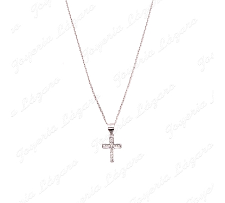 GARGANTILLA PLATA CRUZ CIRCONITAS 13X10