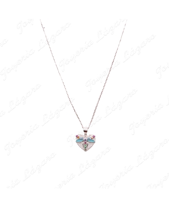 GARGANTILLA PLATA CORAZON CON  LIBELULA COLORES                                                     